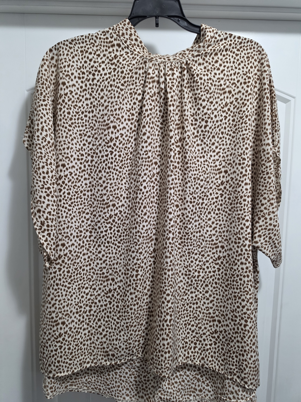SHEIN Cream and Brown Leopard Print Blouse
